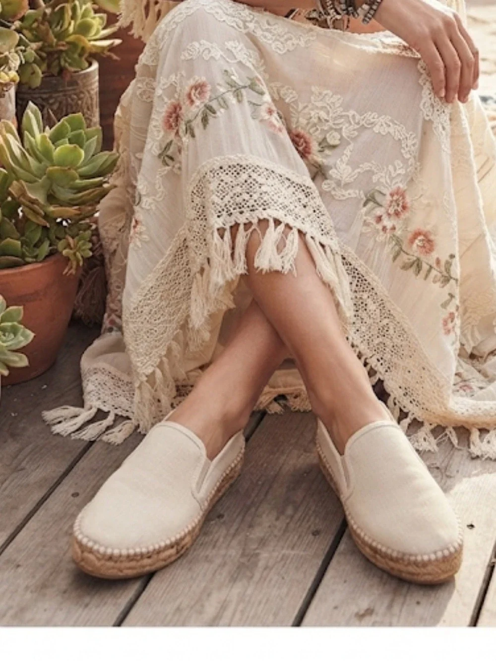 Viscata Barcelona Platform Espadrilles Beige Organic Canvas Spain Size 10/41